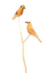 Bird Duo Natural Wooden Flower Stake
