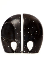 Load image into Gallery viewer, Black Polka Dot Soapstone Elephant Bookends
