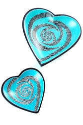 Aqua Blue Surutia Coil Heart-Shaped Soapstone Dish Set