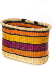 Sunset Stripe Bolga Bicycle Basket with Leather Straps