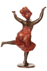 Bronze Pure Joy Dancing Mama Red Sculpture