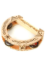 Load image into Gallery viewer, Burned Balsa Wood and Bottle Cap Tambourine
