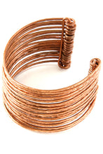 Load image into Gallery viewer, F.R.E.E. Woman Large Stacked Copper Cuff Bracelet
