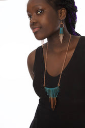 F.R.E.E. Woman Copper Viridian Fringe Necklace