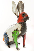 Colorful Recycled Oil Drum Rabbit Sculpture - Large