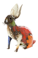 Colorful Recycled Oil Drum Rabbit Sculpture - Medium