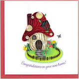 Quilled Toadstool House Greeting Card