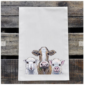 Animal Farmhouse Flour Tea Towel