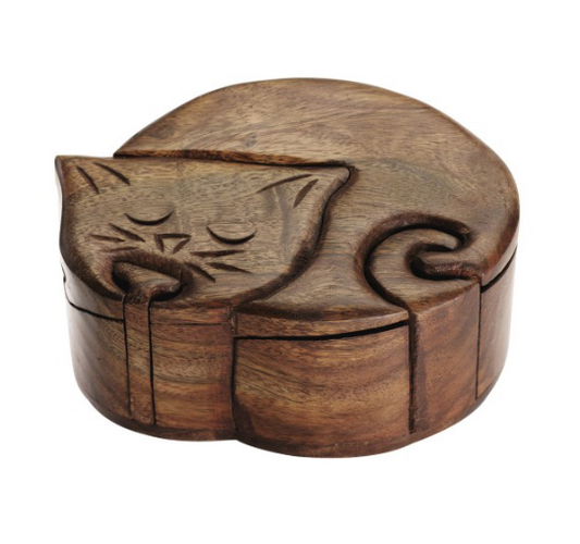 Wood Cat Puzzle Box