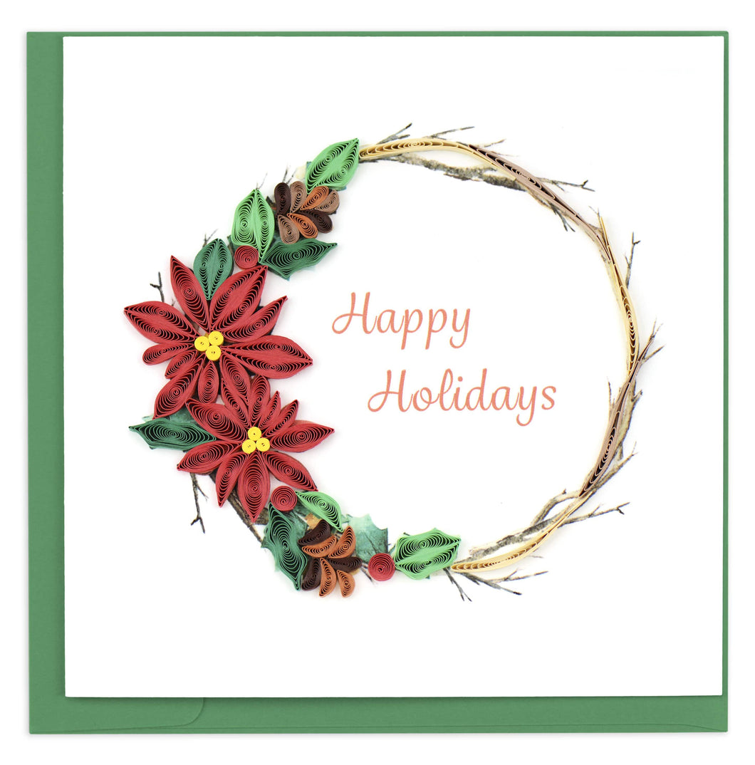 Quilled Poinsettia Wreath Holiday Greeting Card